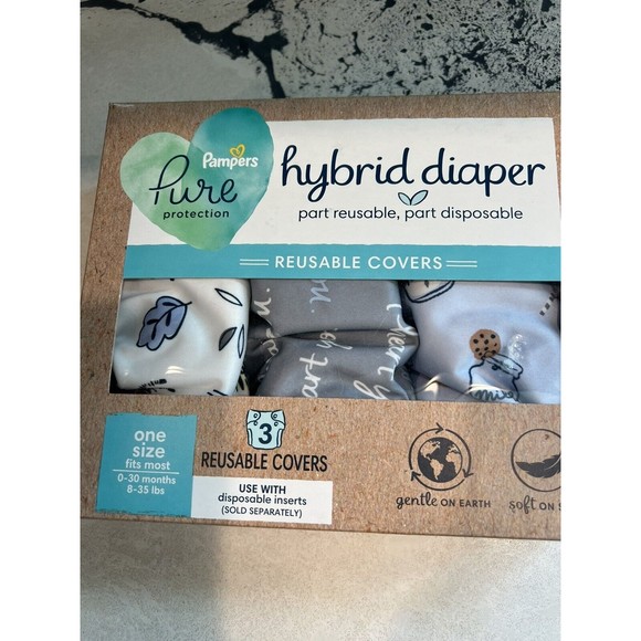 Pampers Hybrid Cover Unisex Diapers Jungle, I Heart You-gray, Milk & Cookies - Picture 4 of 10